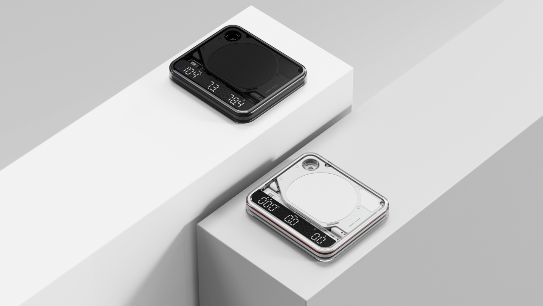 Black and white BOOKOO THEMIS ULTRA coffee scales
